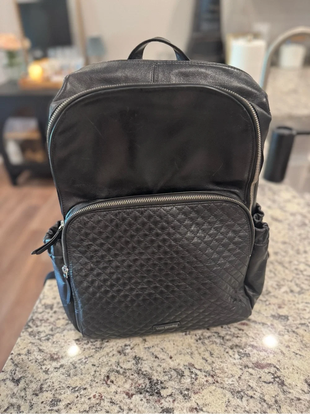 Vera Bradley Genuine Leather Carryall Backpack – Black